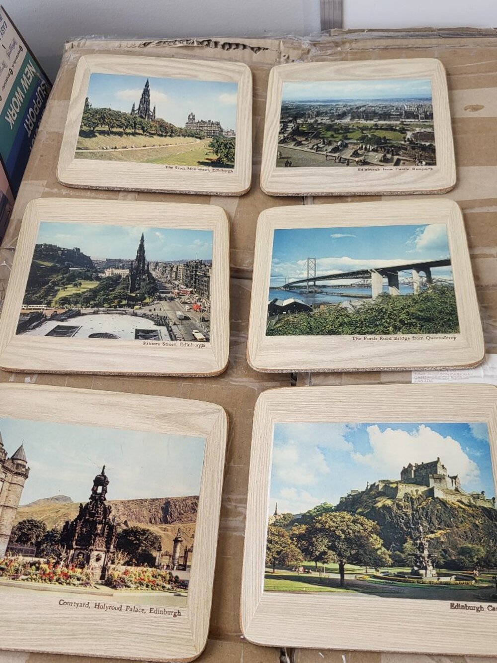 PIMPERNEL "FAYREINGS" SET OF 6 EDINBURGH SCENIC VIEWS COASTERS W/STAND "BIN E"